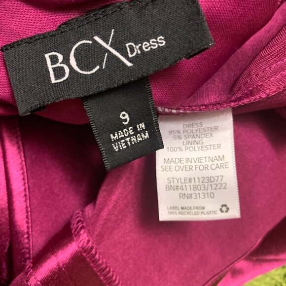 BCX Women's Juniors Cowl Neck Asymmetrical Ruched Dress Sz 9 in Pomegranate - Picture 11 of 12